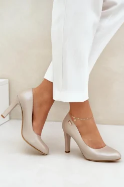 Clearance Buty Sergio Leone Czółenka Damskie Na Słupku Sergio Leone Nude Perła Campbell