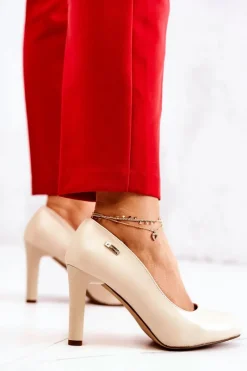 New Czółenka Damskie Na Słupku Sergio Leone Beżowe Campbell Damskie Czółenka Na Słupku|Czółenka Klasyczne