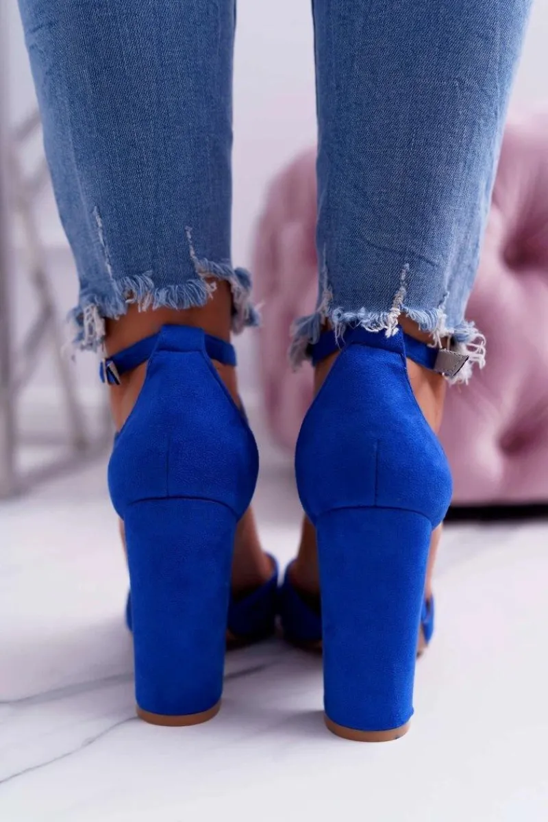 Czółenka Damskie Na Słupku W Szpic Niebieskie High Traffic Damskie Czółenka Zamszowe|Czółenka Na Słupku