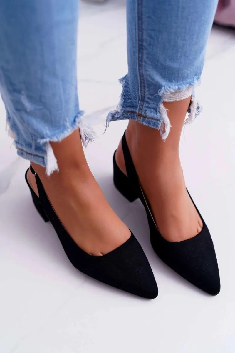 Best Czółenka Damskie Na Słupku W Szpic Czarne Contrail Damskie Czółenka Zamszowe|Czółenka Na Słupku