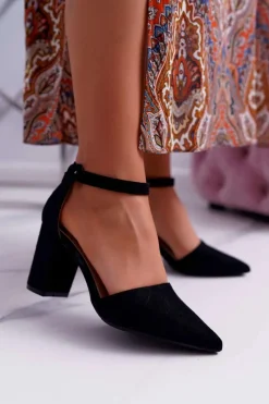 Czółenka Zamszowe|Czółenka Na Słupku>Boto Czółenka Damskie Na Słupku W Szpic Czarne Elegante