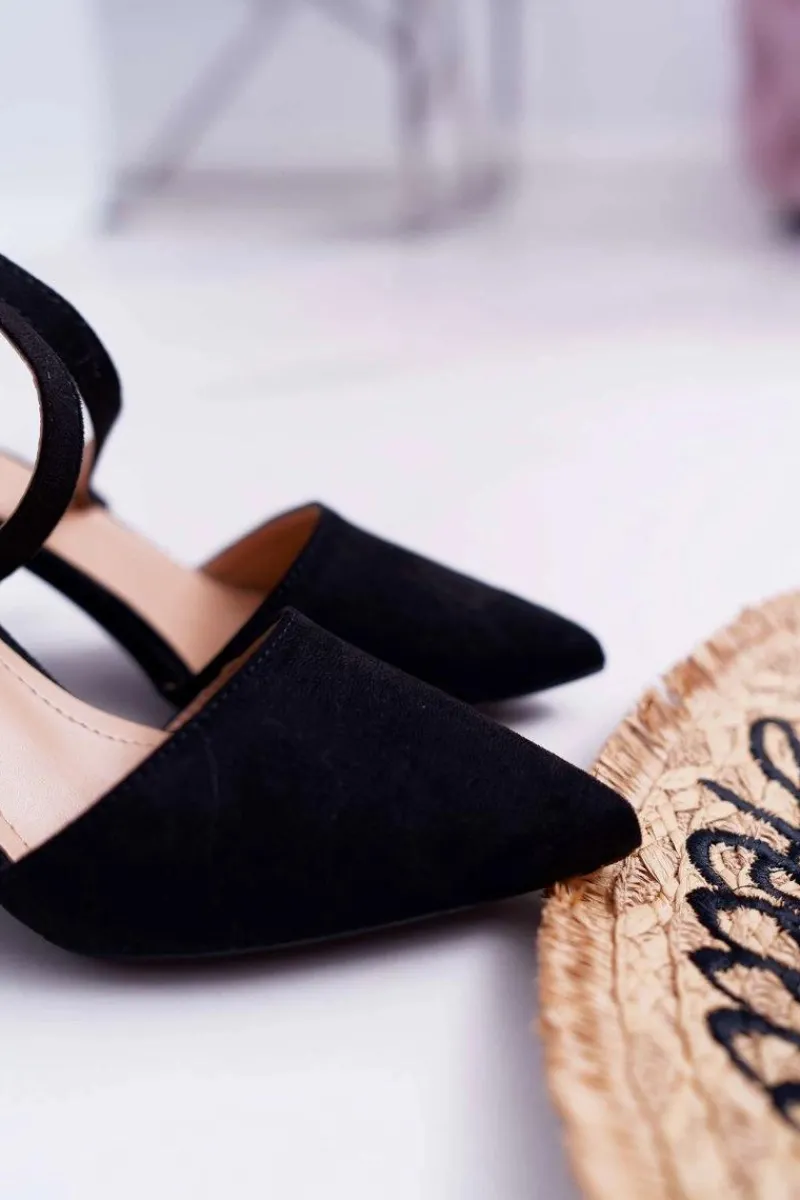 Czółenka Zamszowe|Czółenka Na Słupku>Boto Czółenka Damskie Na Słupku W Szpic Czarne Elegante