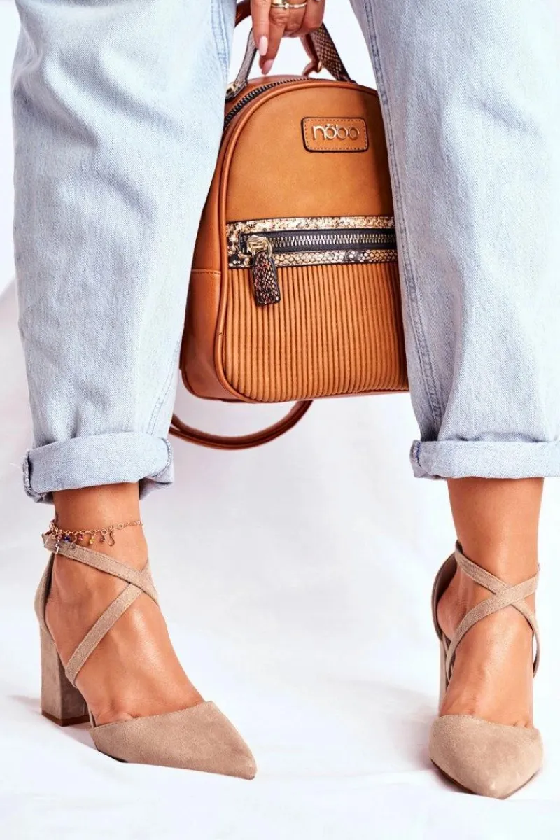 Czółenka Zamszowe|Czółenka Na Słupku>Boto Czółenka Damskie Na Słupku W Szpic Beżowe Traffic