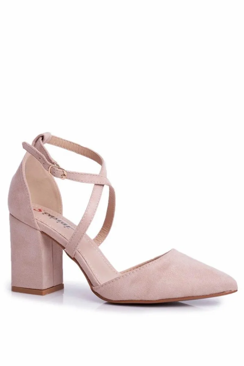 Czółenka Zamszowe|Czółenka Na Słupku>Boto Czółenka Damskie Na Słupku W Szpic Beżowe Traffic