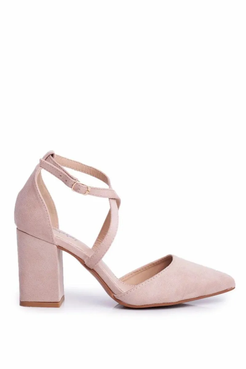 Czółenka Zamszowe|Czółenka Na Słupku>Boto Czółenka Damskie Na Słupku W Szpic Beżowe Traffic