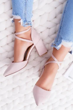 Discount Boto Czółenka Damskie Na Słupku W Szpic Beżowe Traffic