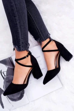 Czółenka Zamszowe|Czółenka Na Słupku>Boto Czółenka Damskie Na Słupku W Szpic Czarne Traffic