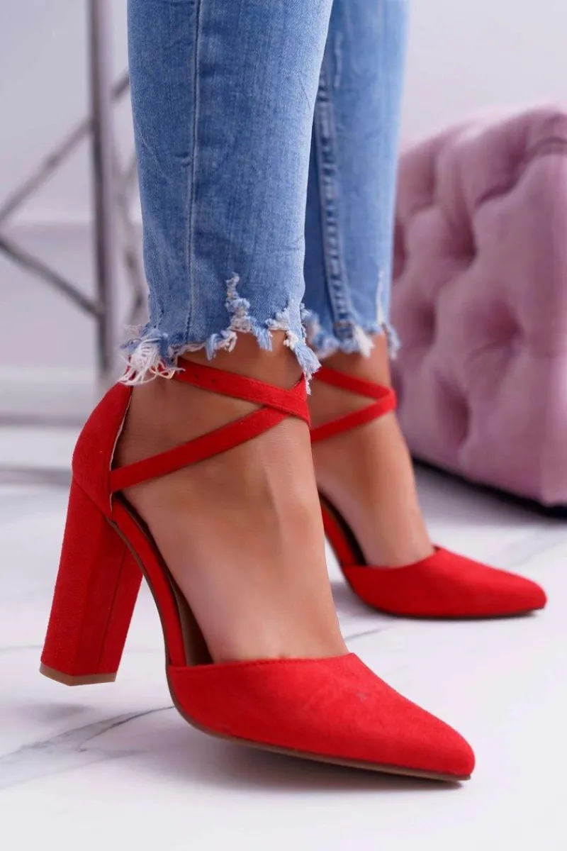 Czółenka Zamszowe|Czółenka Na Słupku>Boto Czółenka Damskie Na Słupku W Szpic Czerwone High Traffic