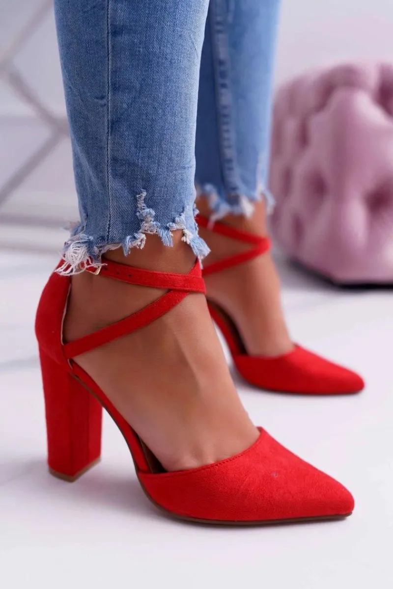 Czółenka Zamszowe|Czółenka Na Słupku>Boto Czółenka Damskie Na Słupku W Szpic Czerwone High Traffic