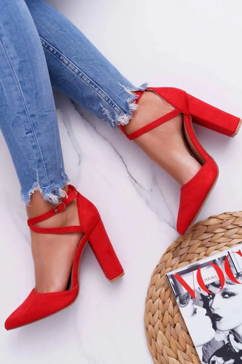 Czółenka Zamszowe|Czółenka Na Słupku>Boto Czółenka Damskie Na Słupku W Szpic Czerwone High Traffic