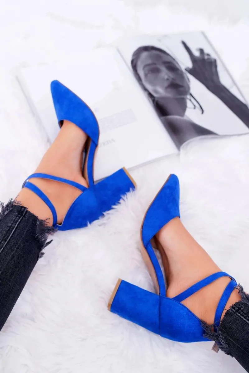 Outlet Boto Czółenka Damskie Na Słupku W Szpic Chabrowe Traffic