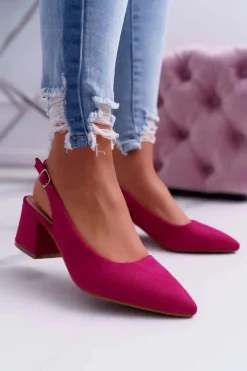 Online Czółenka Damskie Na Słupku W Szpic Fuksja Contrail Damskie Czółenka Zamszowe|Czółenka Na Słupku