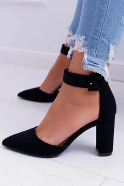 Sale Boto Czółenka Damskie Na Słupku W Szpic Czarne Domine