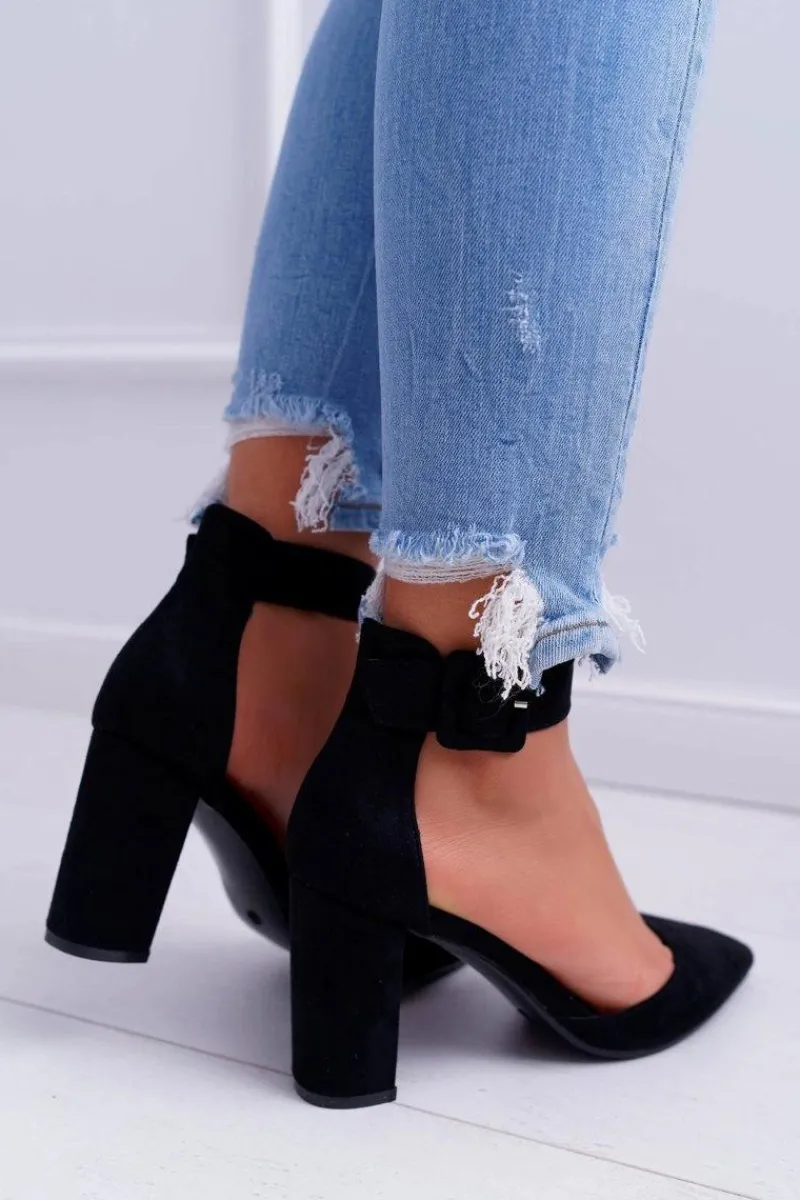 Sale Boto Czółenka Damskie Na Słupku W Szpic Czarne Domine