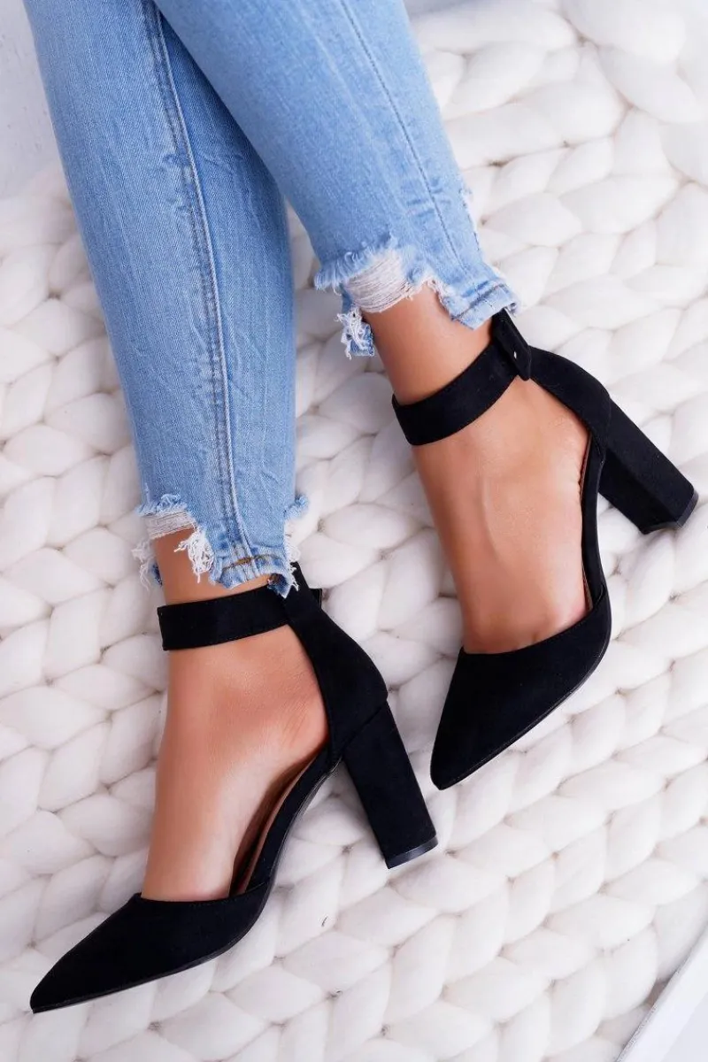 Sale Boto Czółenka Damskie Na Słupku W Szpic Czarne Domine