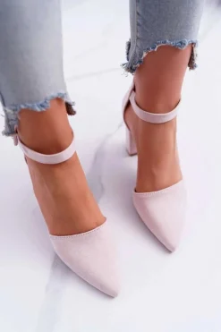 Online Czółenka Damskie Na Słupku W Szpic Beżowe MadamStyle Damskie Czółenka Zamszowe|Czółenka Na Słupku