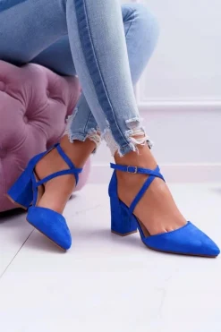 Boto Czółenka Damskie Na Słupku W Szpic Chabrowe Cosmo