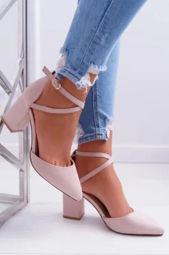 Czółenka Zamszowe|Czółenka Na Słupku>Boto Czółenka Damskie Na Słupku W Szpic Beżowe Cosmo