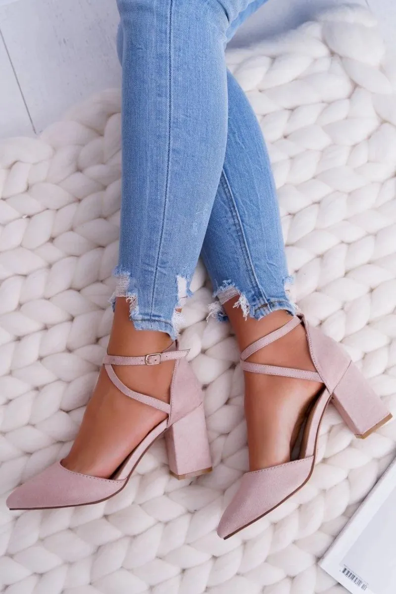 Czółenka Zamszowe|Czółenka Na Słupku>Boto Czółenka Damskie Na Słupku W Szpic Beżowe Cosmo