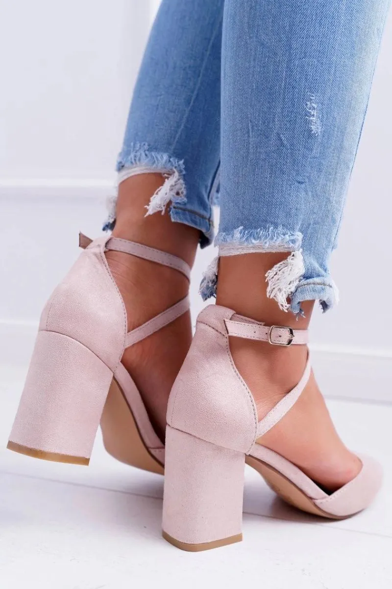 Czółenka Zamszowe|Czółenka Na Słupku>Boto Czółenka Damskie Na Słupku W Szpic Beżowe Cosmo