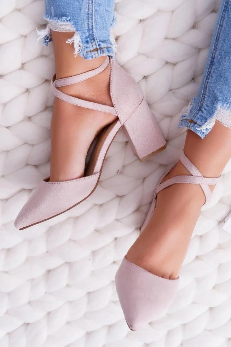 Czółenka Zamszowe|Czółenka Na Słupku>Boto Czółenka Damskie Na Słupku W Szpic Beżowe Cosmo