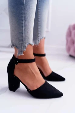 Czółenka Zamszowe|Czółenka Na Słupku>Boto Czółenka Damskie Na Słupku W Szpic Czarne MadamStyle