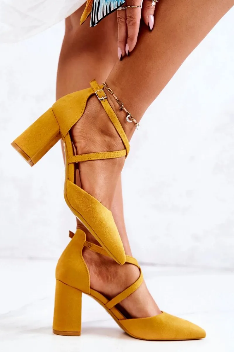 Czółenka Zamszowe|Czółenka Na Słupku>Boto Czółenka Damskie Na Słupku W Szpic Żółte Future