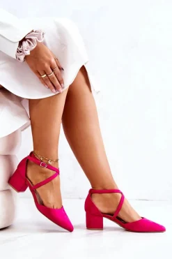 Czółenka Zamszowe|Czółenka Na Słupku>Boto Czółenka Damskie Na Słupku W Szpic Fuksja Cosmo