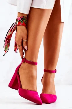 Clearance Czółenka Damskie Na Słupku Zamszowe Fuksja Harye Damskie Czółenka Zamszowe|Czółenka Na Słupku