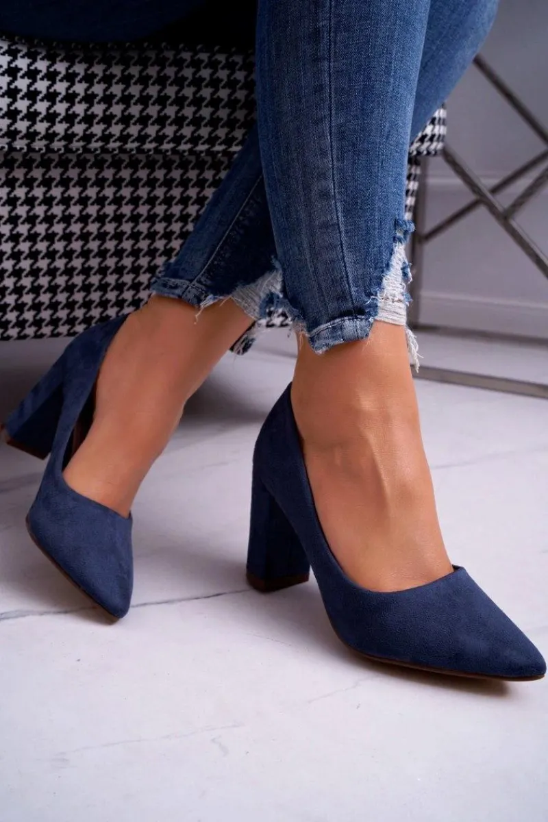 Online Czółenka Damskie Na Słupku Zamszowe Granatowe Florena Damskie Czółenka Zamszowe|Czółenka Na Słupku