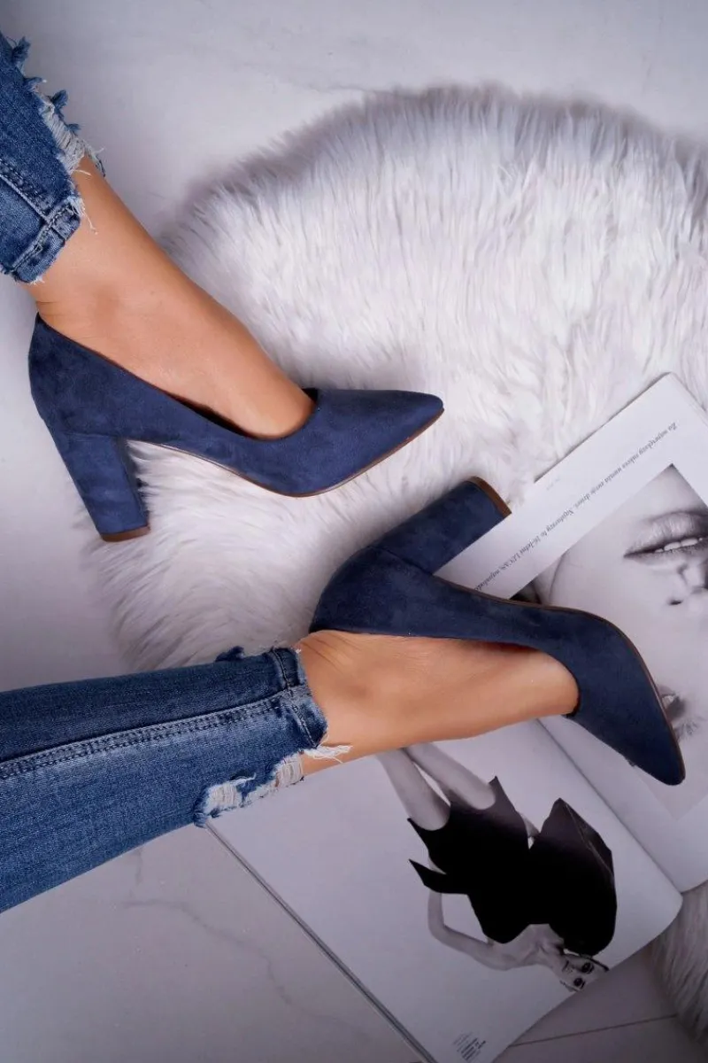 Online Czółenka Damskie Na Słupku Zamszowe Granatowe Florena Damskie Czółenka Zamszowe|Czółenka Na Słupku