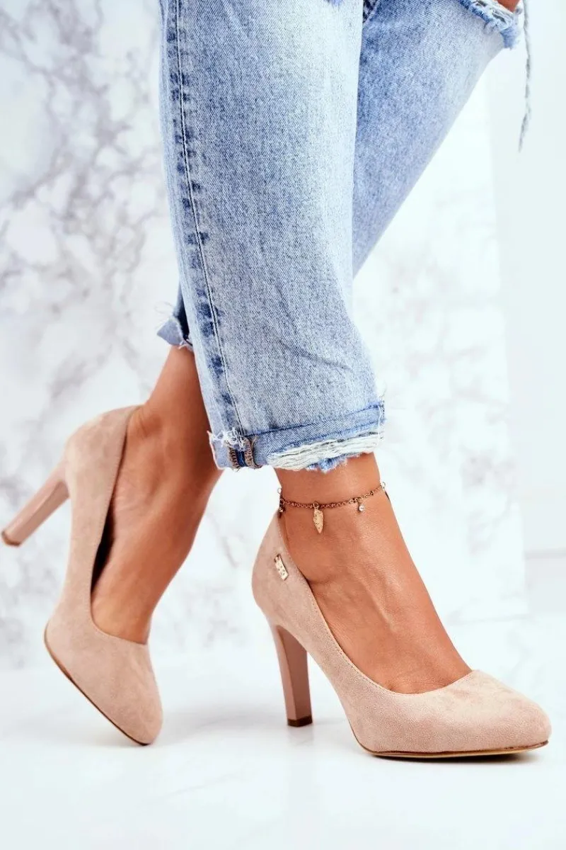 Czółenka Zamszowe|Czółenka Na Słupku>Buty Sergio Leone Czółenka Damskie Na Słupku Zamsz Sergio Leone Beżowe Campbell