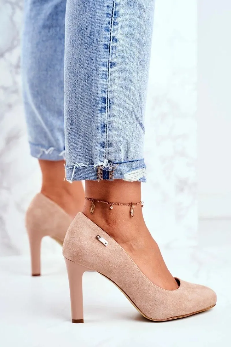 Czółenka Zamszowe|Czółenka Na Słupku>Buty Sergio Leone Czółenka Damskie Na Słupku Zamsz Sergio Leone Beżowe Campbell