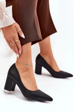 Best Boto Czółenka Damskie Na Słupku Ze Szpiczastym Noskiem Czarne Deonira