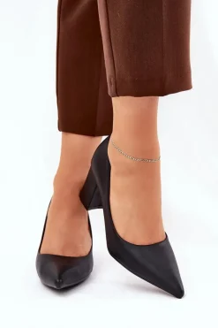 Best Boto Czółenka Damskie Na Słupku Ze Szpiczastym Noskiem Czarne Deonira