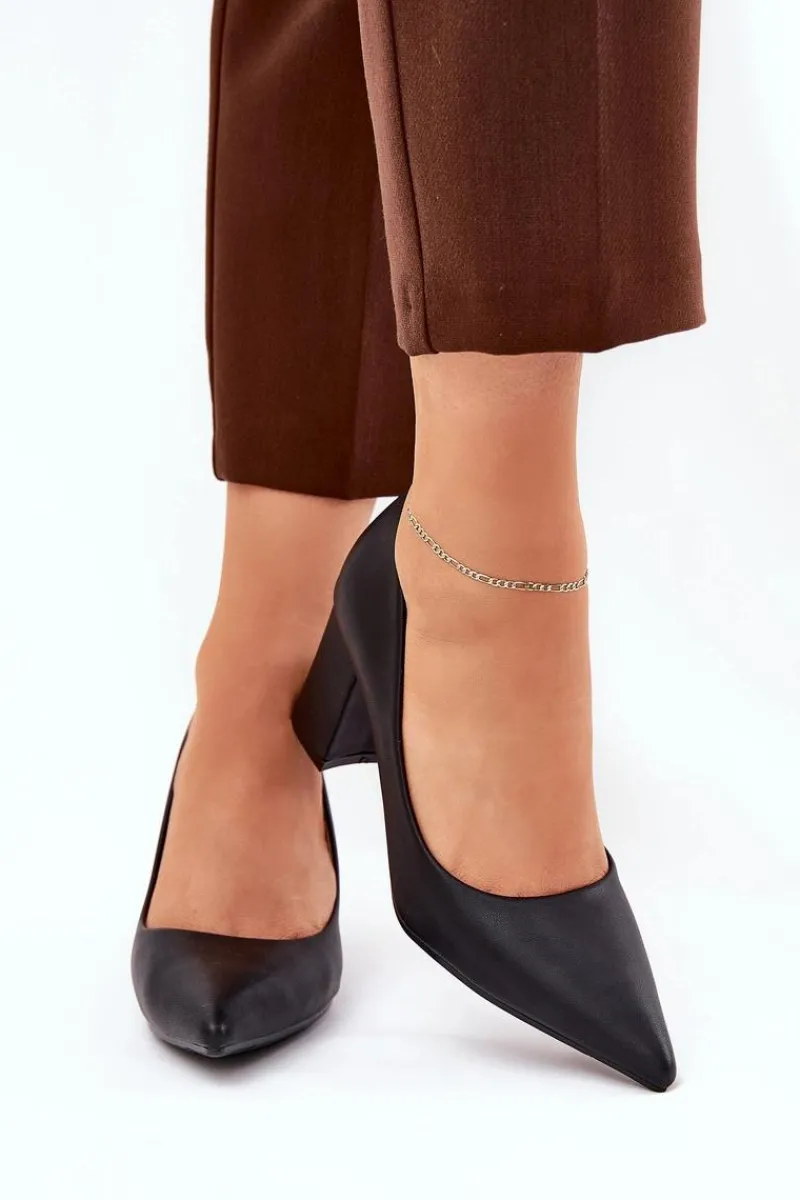 Best Boto Czółenka Damskie Na Słupku Ze Szpiczastym Noskiem Czarne Deonira