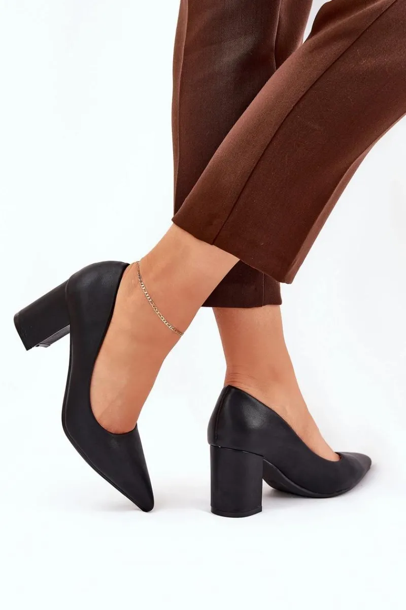 Best Boto Czółenka Damskie Na Słupku Ze Szpiczastym Noskiem Czarne Deonira