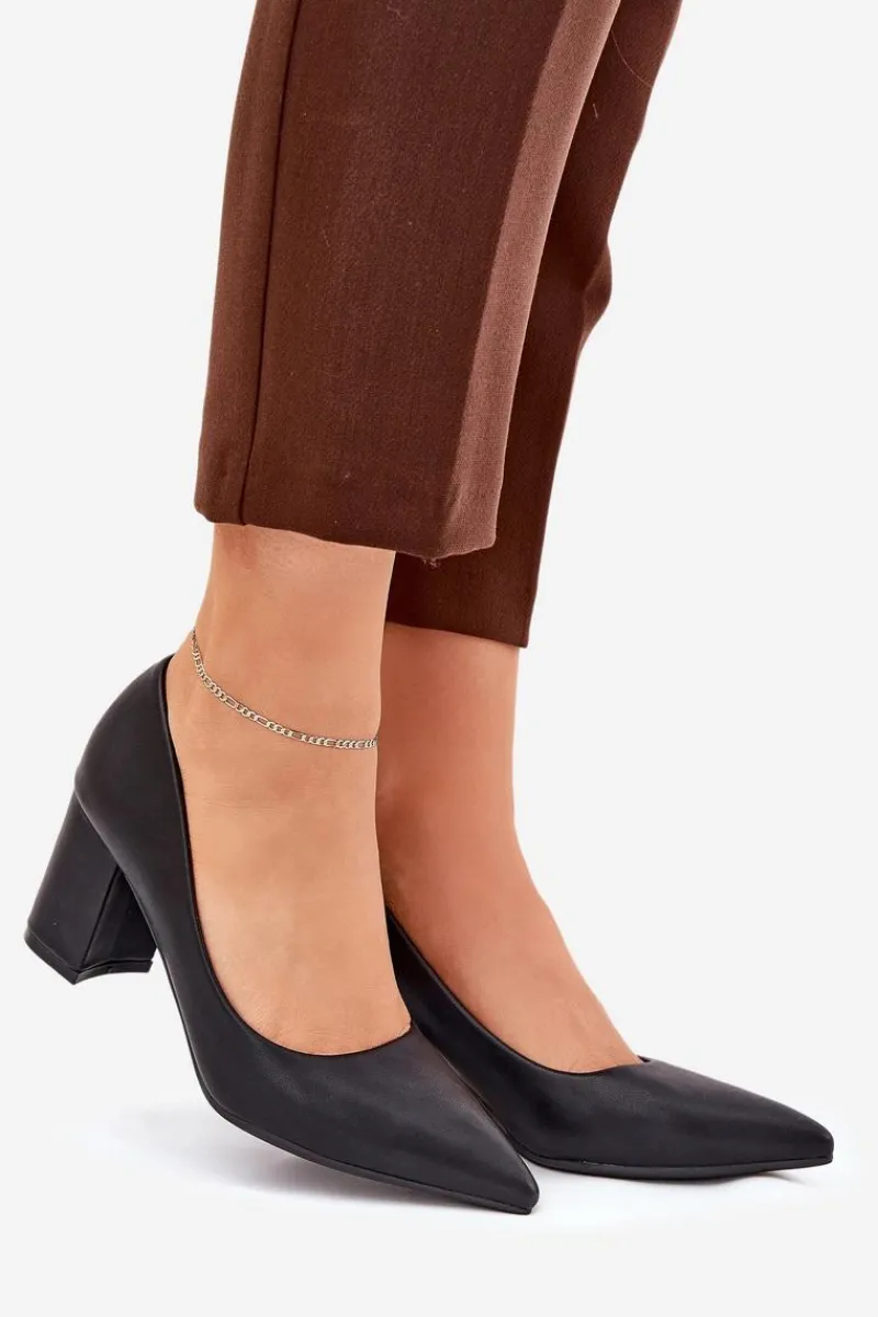 Best Boto Czółenka Damskie Na Słupku Ze Szpiczastym Noskiem Czarne Deonira