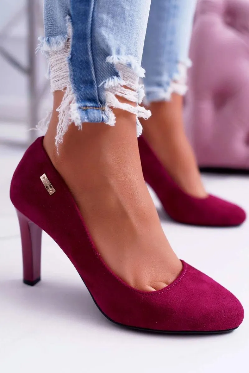 Discount Czółenka damskie Na Słupku Zamsz Ciemna Fuksja Sergio Leone Campbell Damskie Czółenka Zamszowe|Czółenka Na Słupku