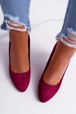 Discount Czółenka damskie Na Słupku Zamsz Ciemna Fuksja Sergio Leone Campbell Damskie Czółenka Zamszowe|Czółenka Na Słupku