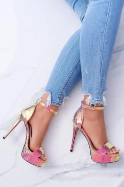 Hot Boto Czółenka Damskie Na Szpilce Platformie Benzynowe Złote ShakeIt