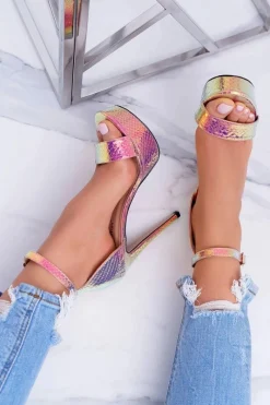 Hot Boto Czółenka Damskie Na Szpilce Platformie Benzynowe Złote ShakeIt