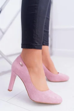 Discount Czółenka damskie Różowe Na Słupku Zamsz Sergio Leone Campbell Damskie Czółenka Zamszowe|Czółenka Na Słupku