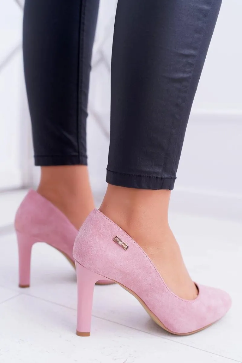 Discount Czółenka damskie Różowe Na Słupku Zamsz Sergio Leone Campbell Damskie Czółenka Zamszowe|Czółenka Na Słupku