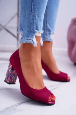 Czółenka Zamszowe|Czółenka Na Słupku>Buty Sergio Leone Czółenka Damskie Sergio Leone Odkryte Palce PB133 Fuksja Fani