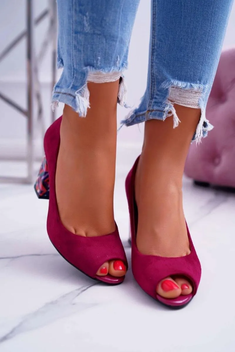 Czółenka Zamszowe|Czółenka Na Słupku>Buty Sergio Leone Czółenka Damskie Sergio Leone Odkryte Palce PB133 Fuksja Fani