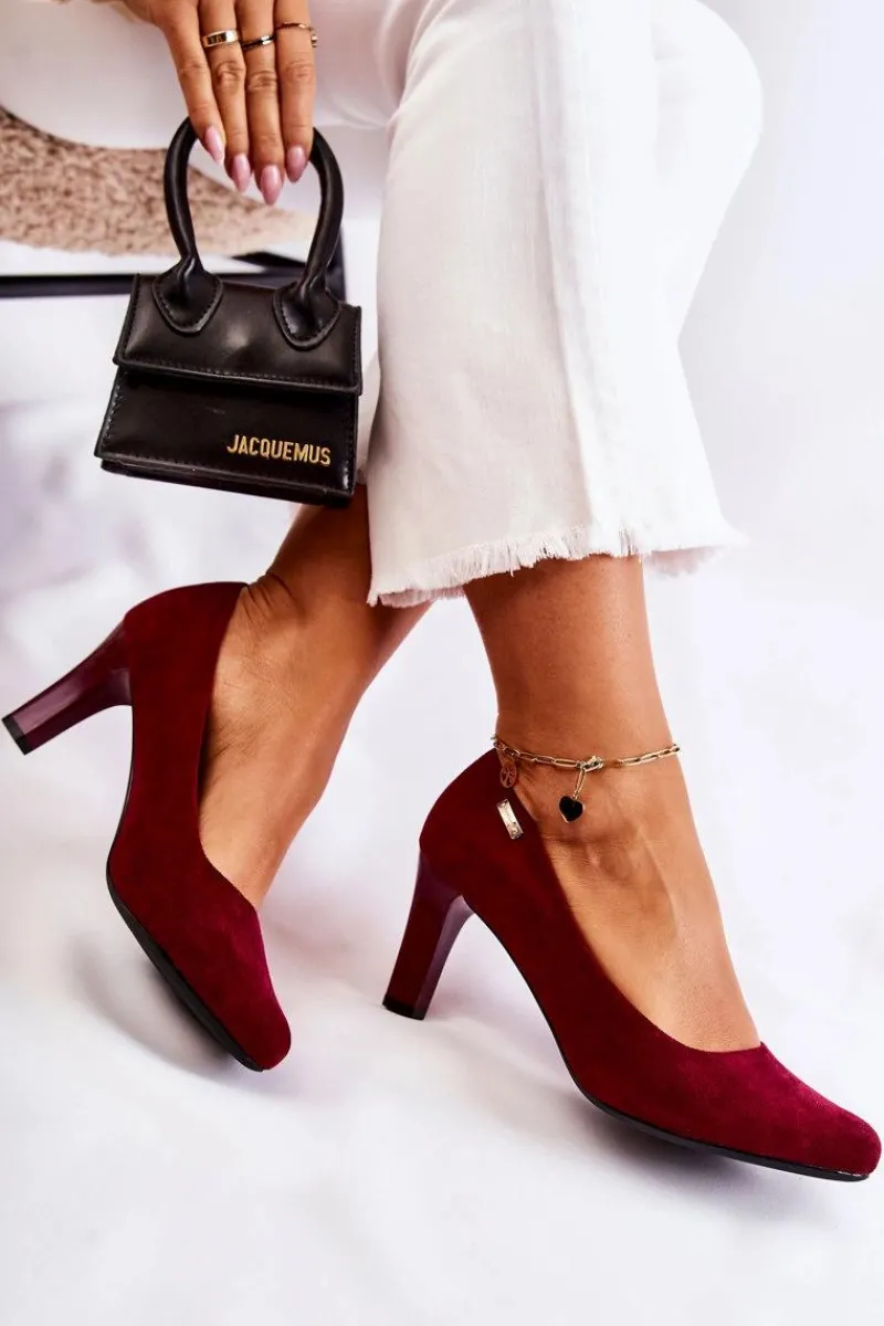 Online Czółenka damskie Sergio Leone Bordowe Zamszowe Orsola Damskie Czółenka Na Słupku|Czółenka Klasyczne