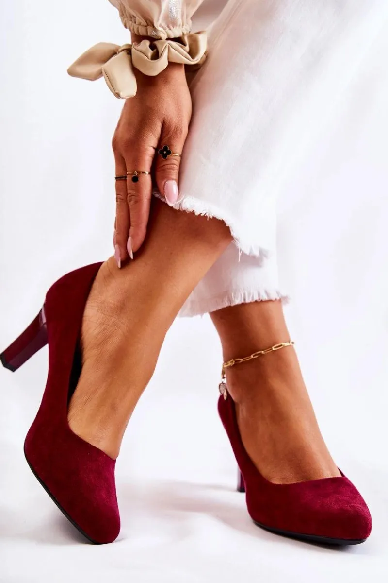 Online Czółenka damskie Sergio Leone Bordowe Zamszowe Orsola Damskie Czółenka Na Słupku|Czółenka Klasyczne