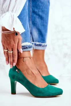 Czółenka Zamszowe|Czółenka Na Słupku>Buty Sergio Leone Czółenka Damskie Sergio Leone Zielone Zamszowe Orsola