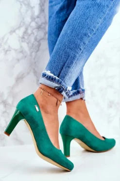 Czółenka Zamszowe|Czółenka Na Słupku>Buty Sergio Leone Czółenka Damskie Sergio Leone Zielone Zamszowe Orsola